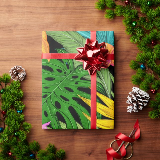 Elegant Colourful Summer Tropical Floral Leaves |  Wrapping Paper (Holiday Gift)