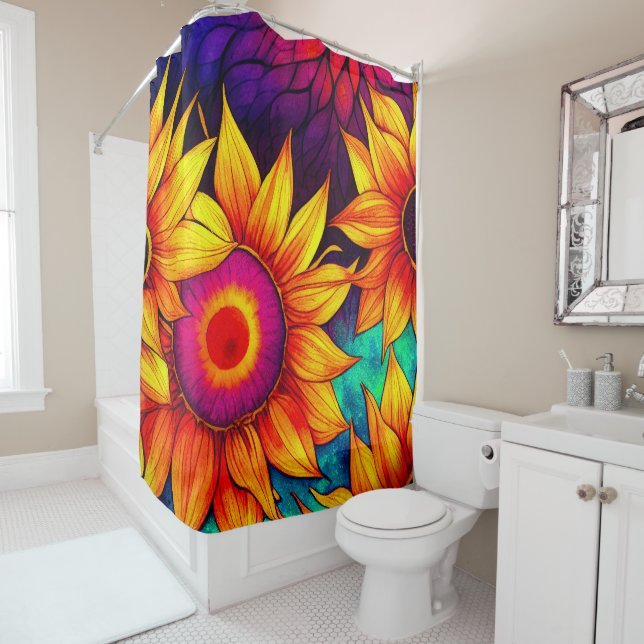 Elegant Colourful Sunflower Flower Power Artwork | (In Situ)