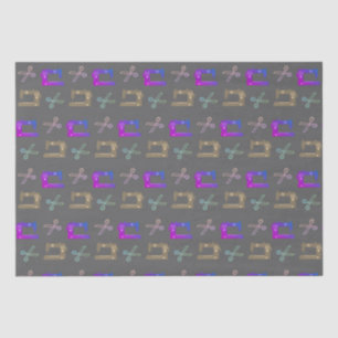 Elegant Colourful Tailor's Sewing Machine Scissors Tissue Paper