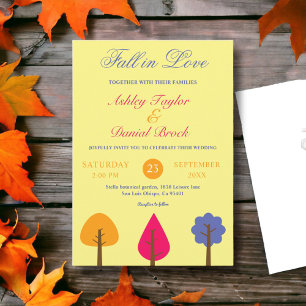 Elegant Colourful Trees Fall in Love Rustic Weddin Invitation