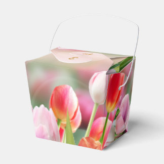Elegant Colourful Tulip Florals Wedding Favour Box
