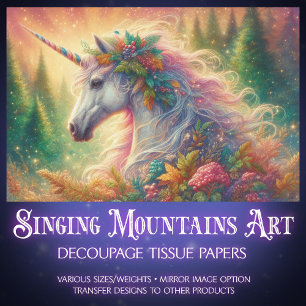 Elegant Colourful Unicorn Portrait Decoupage Tissue Paper