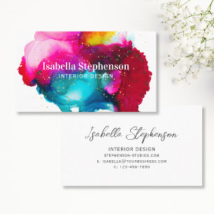 Elegant Colourful Watercolor Abstract Splash Business Card