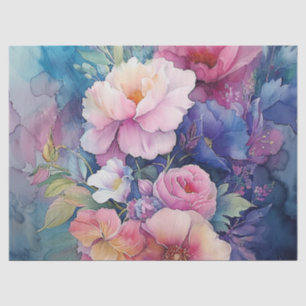 Elegant Colourful Watercolor Floral Decoupage Tissue Paper