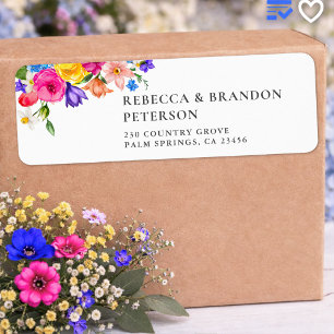 Elegant Colourful Watercolor Floral wedding addres