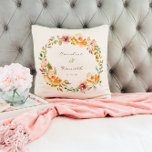 Elegant Colourful Watercolor Floral Wedding Names Throw Pillow<br><div class="desc">Personalized Elegant Colourful Watercolor Floral Wedding Throw Pillow</div>