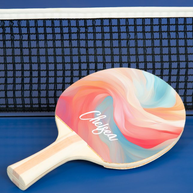 Elegant Colourful Waves Script Name Ping Pong Paddle (Insitu)