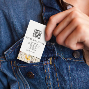 Elegant Colourful Wild Florals Personalize QR Code Business Card