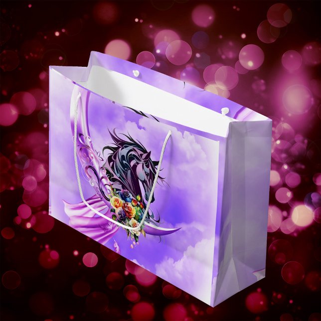 Elegant colourful wild horse large gift bag (Wonderful Horse)
