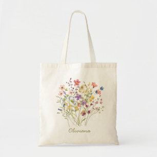 Elegant Colourful Wildflower Botanical Tote Bag