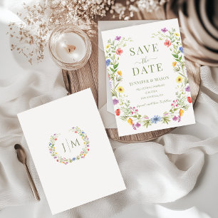 Elegant Colourful Wildflower Floral Save The Date Invitation