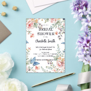 Elegant Colourful Wildflower Flower blue butterfl Acrylic Invitations