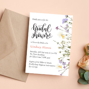 Elegant Colourful Wildflower Greenery Bridal Showe Invitation