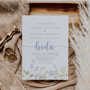 Elegant Colourful Wildflower Spanish Wedding  Invitation