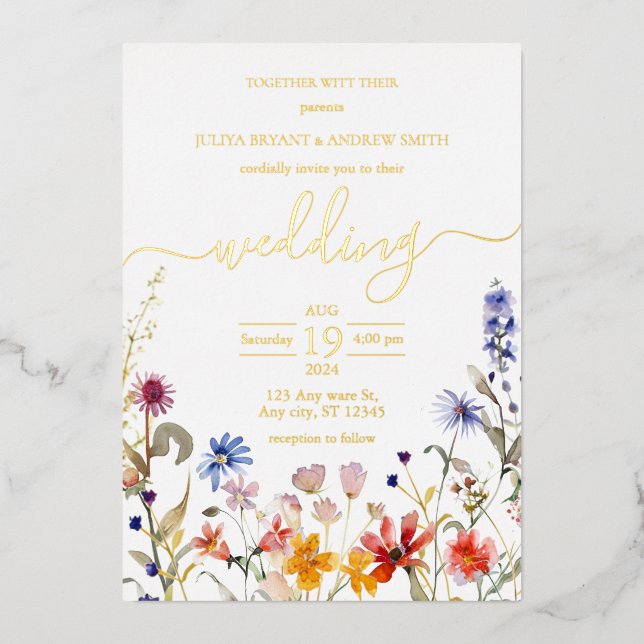 Elegant colourful wildflower wedding  (Front)