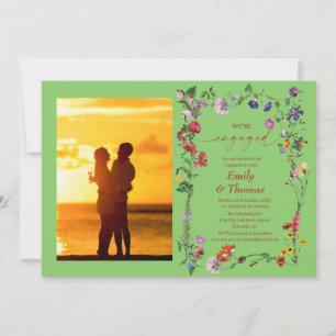 elegant colourful wildflower wedding engagement invitation