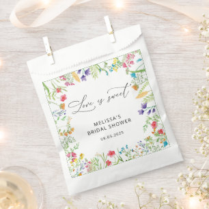 Elegant Colourful Wildflowers Bridal Shower Favour Bag