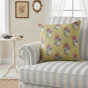 Elegant Colourful Wildflowers On Harvest Gold Throw Pillow
