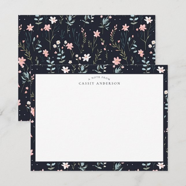 Elegant Colourful  Wildflowers Pattern Personalize Card (Front/Back)