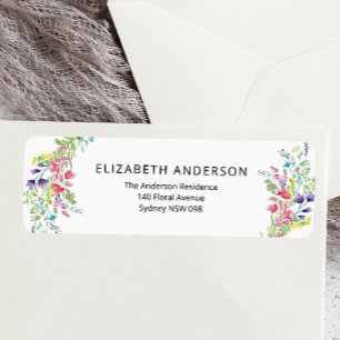 Elegant Colourful Wildflowers Return Address Label