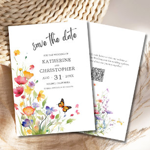 Elegant Colourful Wildflowers Wedding Save The Date