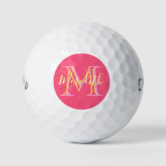 Elegant Colours Lilacs Gold Custom Monogram Name  Golf Balls (Front)