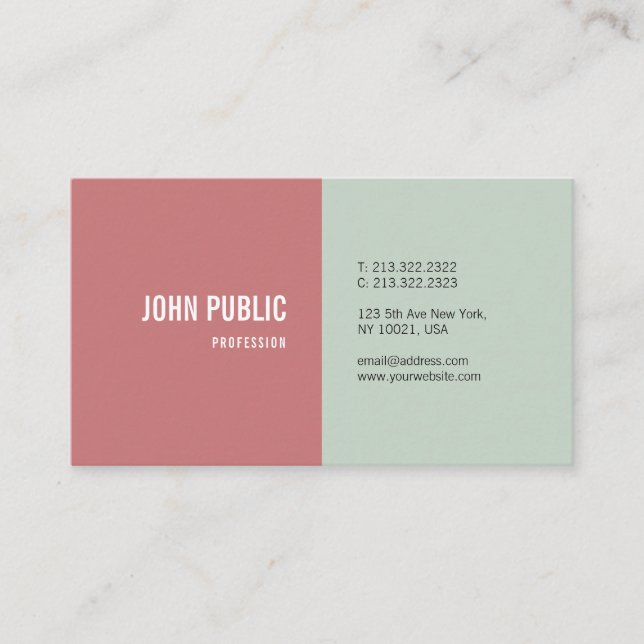 Elegant Colours Minimalist Modern Template Business Card (Front)