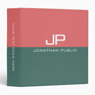 Elegant Colours Monogram Initial Text Name Templat Binder