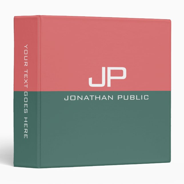 Elegant Colours Monogram Initial Text Name Templat Binder (Front/Spine)