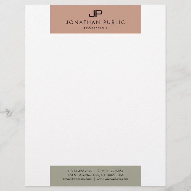 Elegant Colours Monogram Modern Simple Template Letterhead (Front)