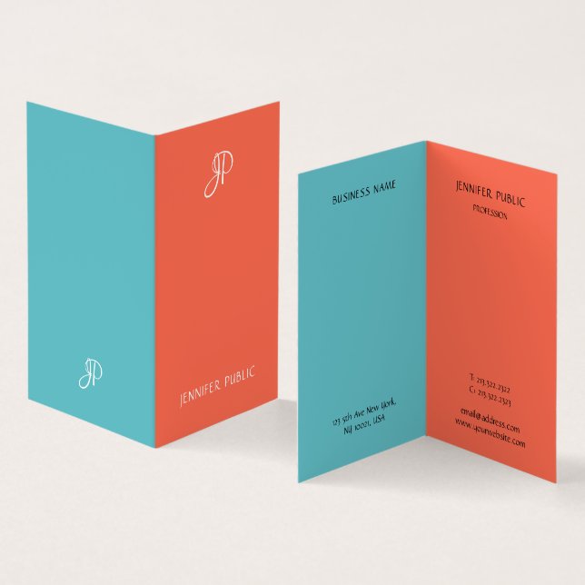 Elegant Colours Professional  Monogram Template Business Card (Inside and Outside)