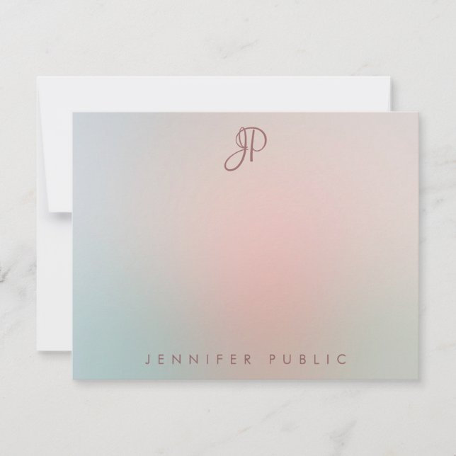 Elegant Colours Script Monogrammed Modern Simple Card (Front)