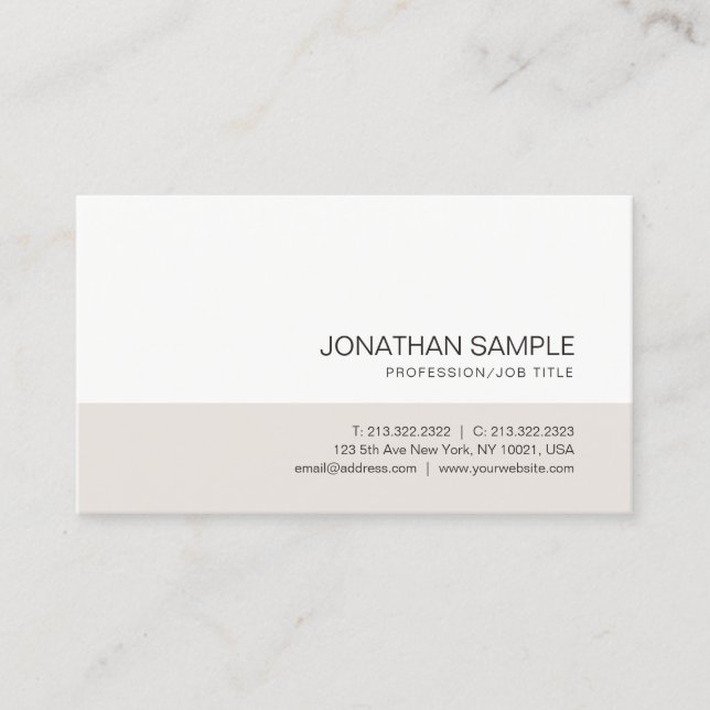 Elegant Colours Trendy Simple Professional Plain Business Card (Front)