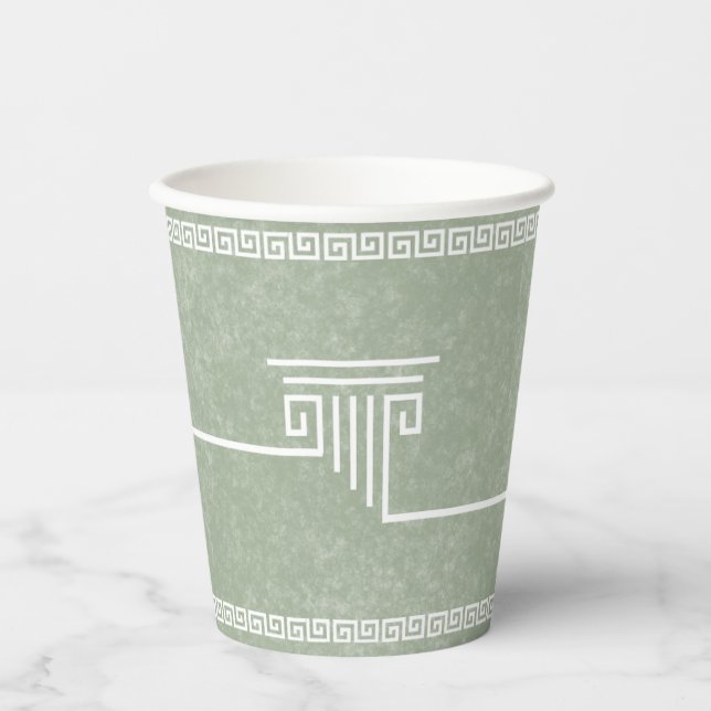 Elegant Column Green Paper Cups (Front)