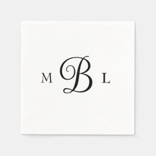 Elegant Combo Font Monogram Wedding Cocktail Napkin