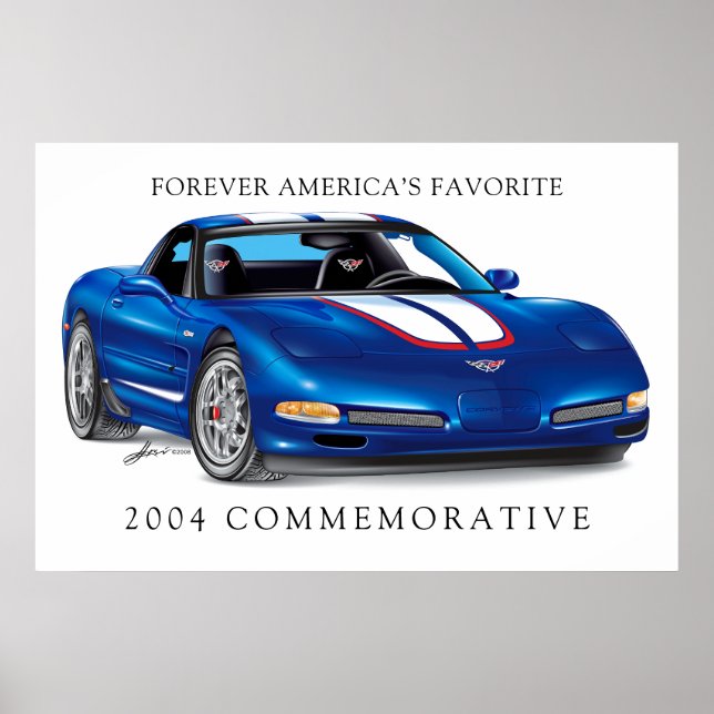 Elegant Commemorative Vette Illustration Poster (Front)