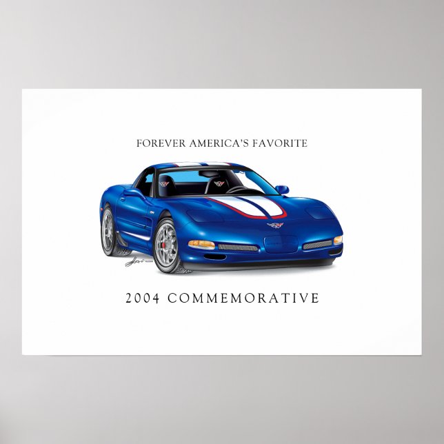 Elegant Commemorative Vette Illustration Poster (Front)
