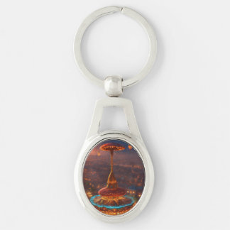 "Elegant Compact Keychain with Decorative Charm"