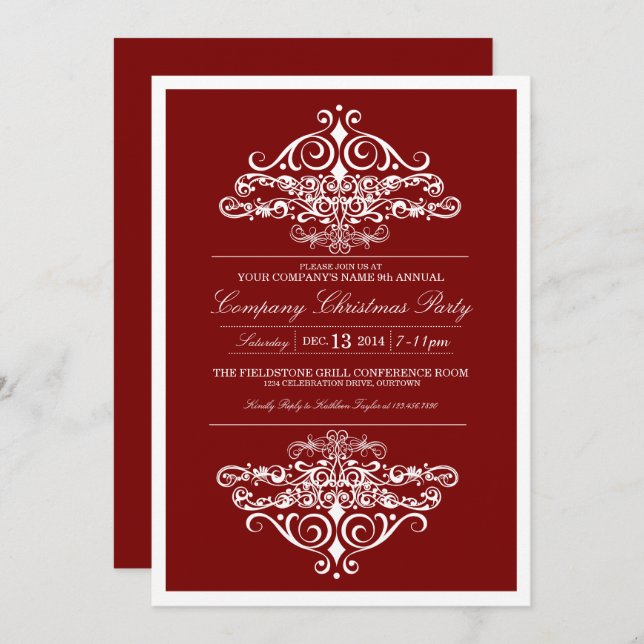 Elegant Company Christmas Party Invitation (Front/Back)