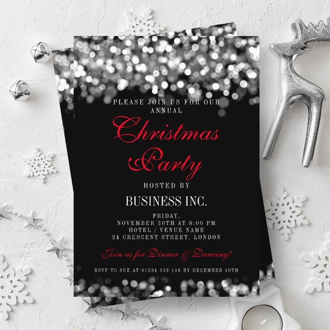 Elegant Company Corporate Christmas Party Silver Invitation (Elegant Company Corporate Christmas Party Silver Invitation)