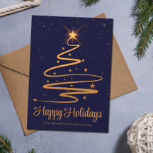 Elegant Company Happy Holidays Navy Blue Gold