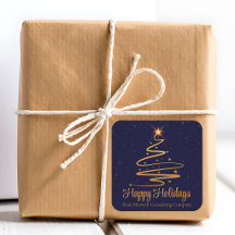 Elegant Company Happy Holidays Navy Blue Gold