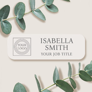 Elegant Company Logo Staff Name Tag Off-White