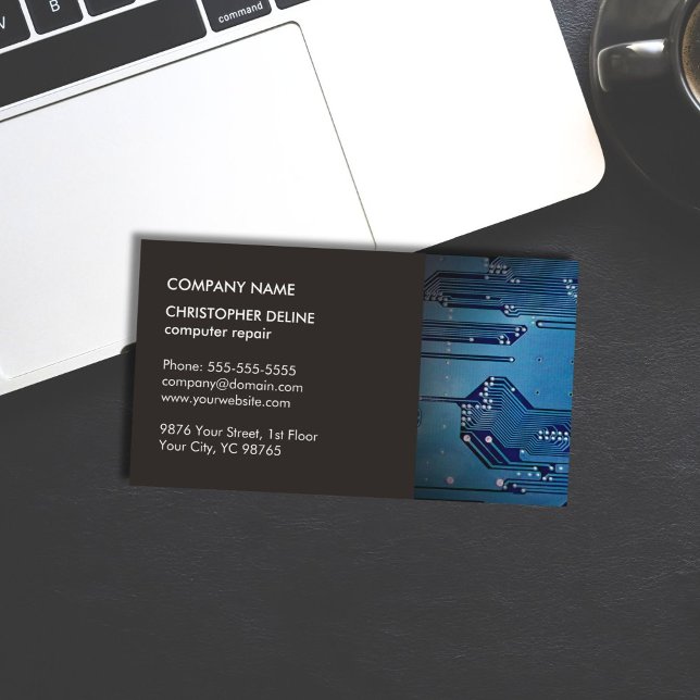 Elegant Computer Technician Circuit Board Business Card (Creator Uploaded)