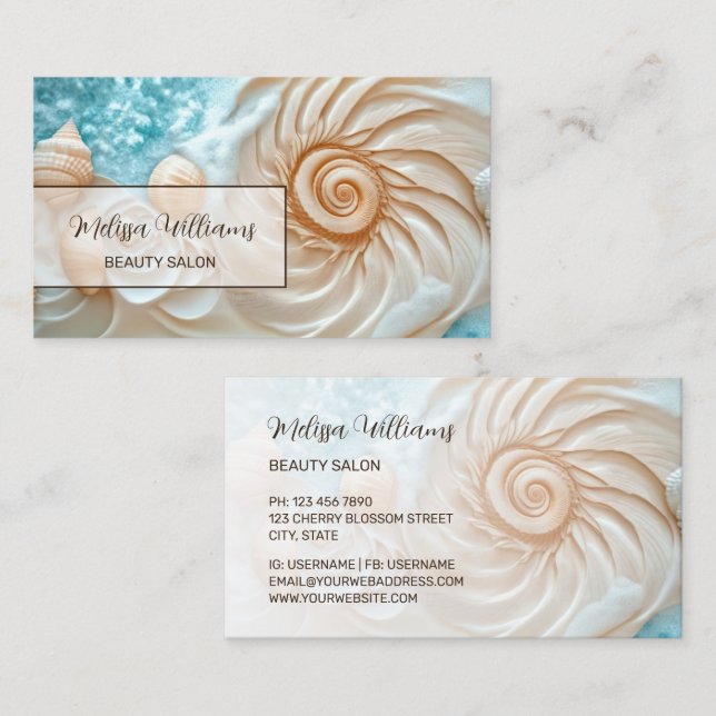 Elegant Conch Coastal Business Card (Front/Back)