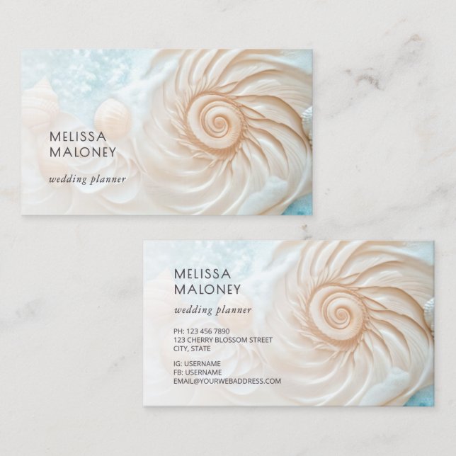 Elegant Conch Coastal Business Card (Front/Back)
