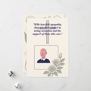 Elegant Condolence Card with Cross and Photo Frame