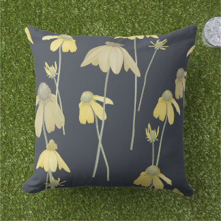 "Elegant Coneflower Outdoor Cushion" Pillow