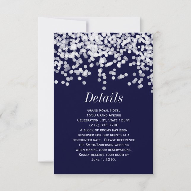 Elegant Confetti Any Colour Navy Blue and White Save The Date (Front)