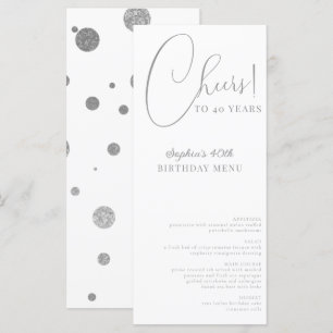 Elegant Confetti Birthday Party Menu